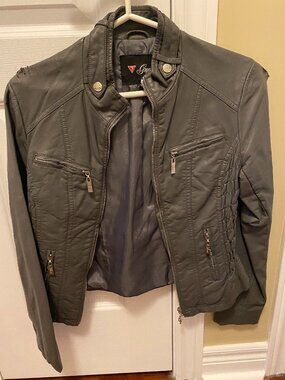 Guess grey faux leather jacket